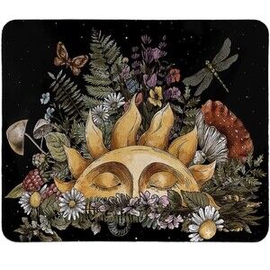 Floral Sun Mushroom Mouse Pad,Flower Mouse Square Mouse Pad 9.5x7.9 Inch NEW